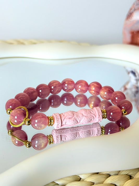 🦋 Kruba Krissana's Pink Butterfly Takrut Bracelet 💖